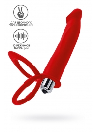 Красная насадка на пенис для двойного проникновения - 19 см. - ToyFa - купить с доставкой в Краснодаре