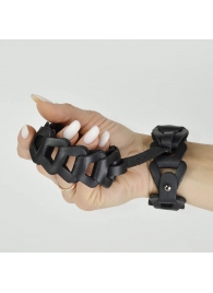 Черные кожаные наручники  Клеопатра - Sitabella - купить с доставкой в Краснодаре