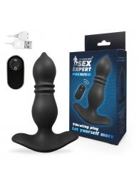 Черный анальный вибромассажер Sex Expert - 14,7 см. - Sex Expert - в Краснодаре купить с доставкой