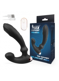 Черный вибромассажер простаты Sex Expert - 14,5 см. - Sex Expert - в Краснодаре купить с доставкой