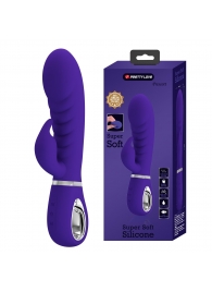 Фиолетовый вибратор-кролик с рёбрышками Prescott - 20 см. - Baile