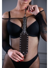 Коричневая шлепалка Sex Game с заклепками - 33 см. - БДСМ Арсенал - купить с доставкой в Краснодаре