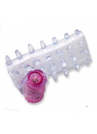 Прозрачная вибронасадка на пенис с шишечками и открытой головкой - White Label - в Краснодаре купить с доставкой