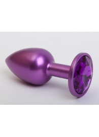 Фиолетовая анальная пробка с фиолетовым стразом - 7,6 см. - 4sexdreaM - купить с доставкой в Краснодаре