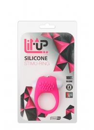 Розовое эрекционное кольцо с щеточкой LIT-UP SILICONE STIMU RING 5 - Dream Toys - в Краснодаре купить с доставкой