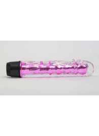 Прозрачно-розовой вибратор с пупырышками - 17,5 см. - 4sexdreaM