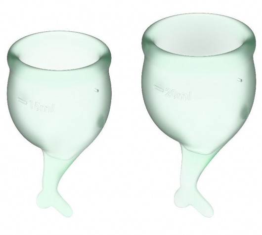 Набор зеленых менструальных чаш Feel secure Menstrual Cup - Satisfyer - купить с доставкой в Краснодаре