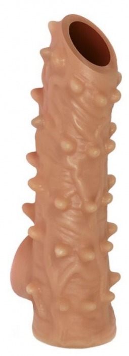 Телесная насадка с шипами и открытой головкой Nude Sleeve M - 12 см. - KOKOS - в Краснодаре купить с доставкой