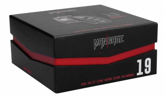 Черный мужской пояс верности Silicone Cage Ballsplitter Model 19 Chastity 4.5 - Shots Media BV - купить с доставкой в Краснодаре
