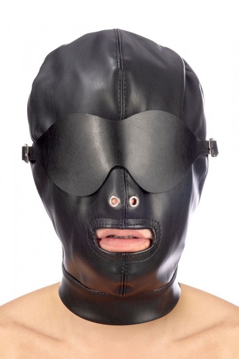 Маска-шлем с отверстием для рта и съемными шорами - Fetish Tentation - купить с доставкой в Краснодаре