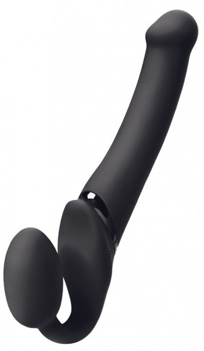Черный безремневой вибрострапон Silicone Bendable Strap-On - size XL - Strap-on-me - купить с доставкой в Краснодаре