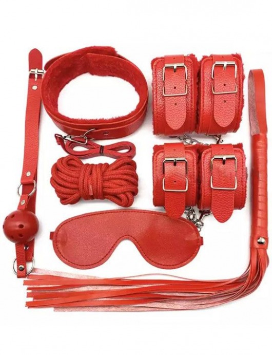Большой БДСМ-набор из 7 предметов в красном цвете - Eroticon - купить с доставкой в Краснодаре