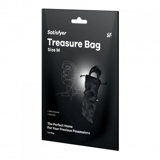 Черный мешочек для хранения игрушек Treasure Bag M - Satisfyer - купить с доставкой в Краснодаре