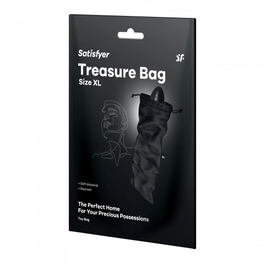 Черный мешочек для хранения игрушек Treasure Bag XL - Satisfyer - купить с доставкой в Краснодаре