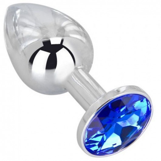 Анальное украшение BUTT PLUG  Small с синим кристаллом - 7 см. - Anal Jewelry Plug - купить с доставкой в Краснодаре